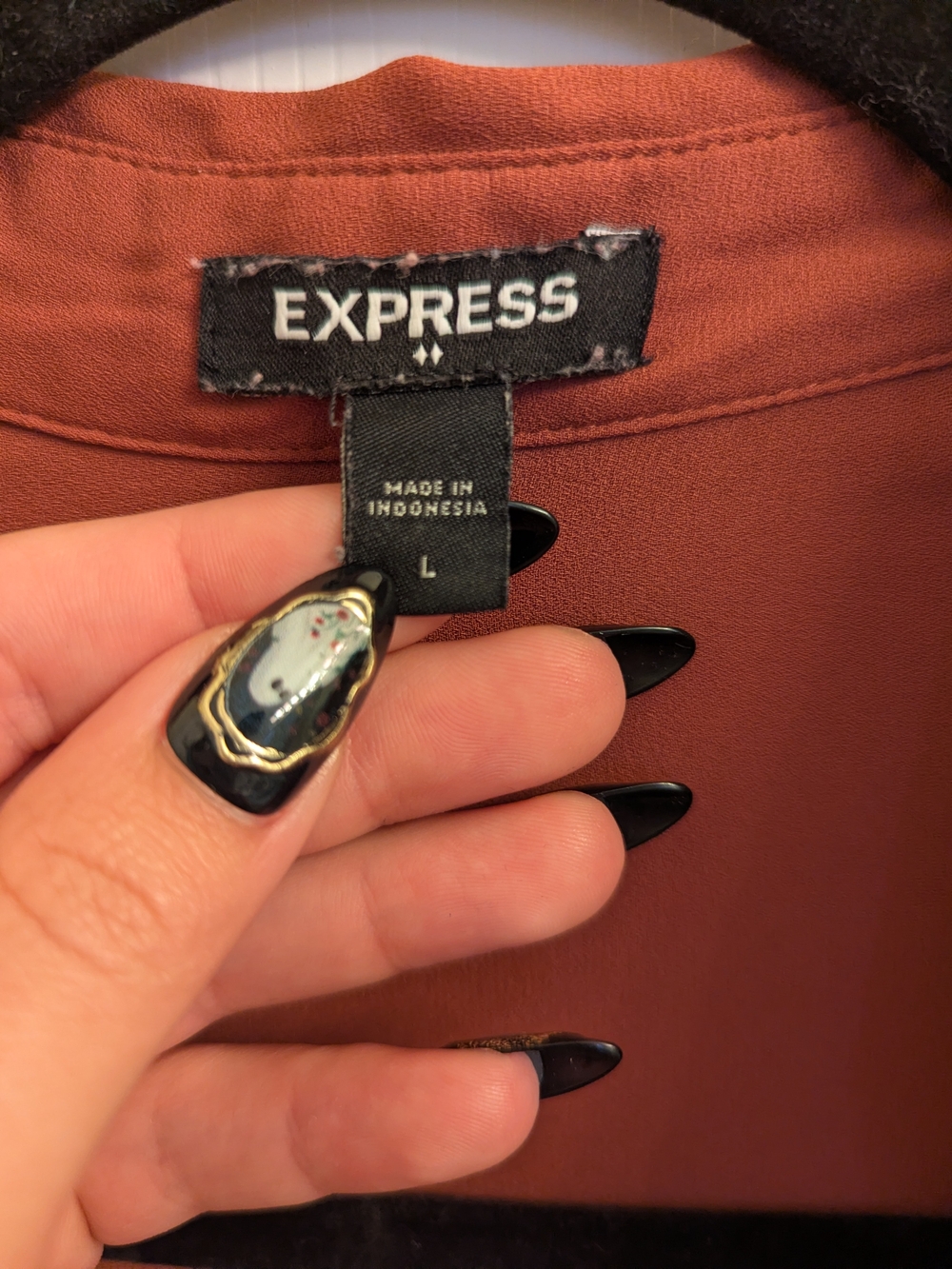 Express Women's Rust Button-Front Shirt - Picture 2 of 3